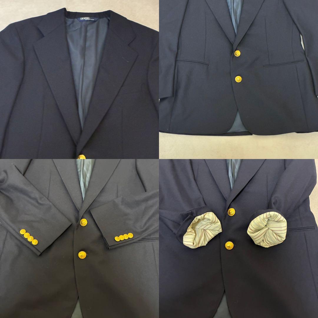 極美品　ポロバイラルフローレン　紺ブレ　金ボタン　ウール100% M