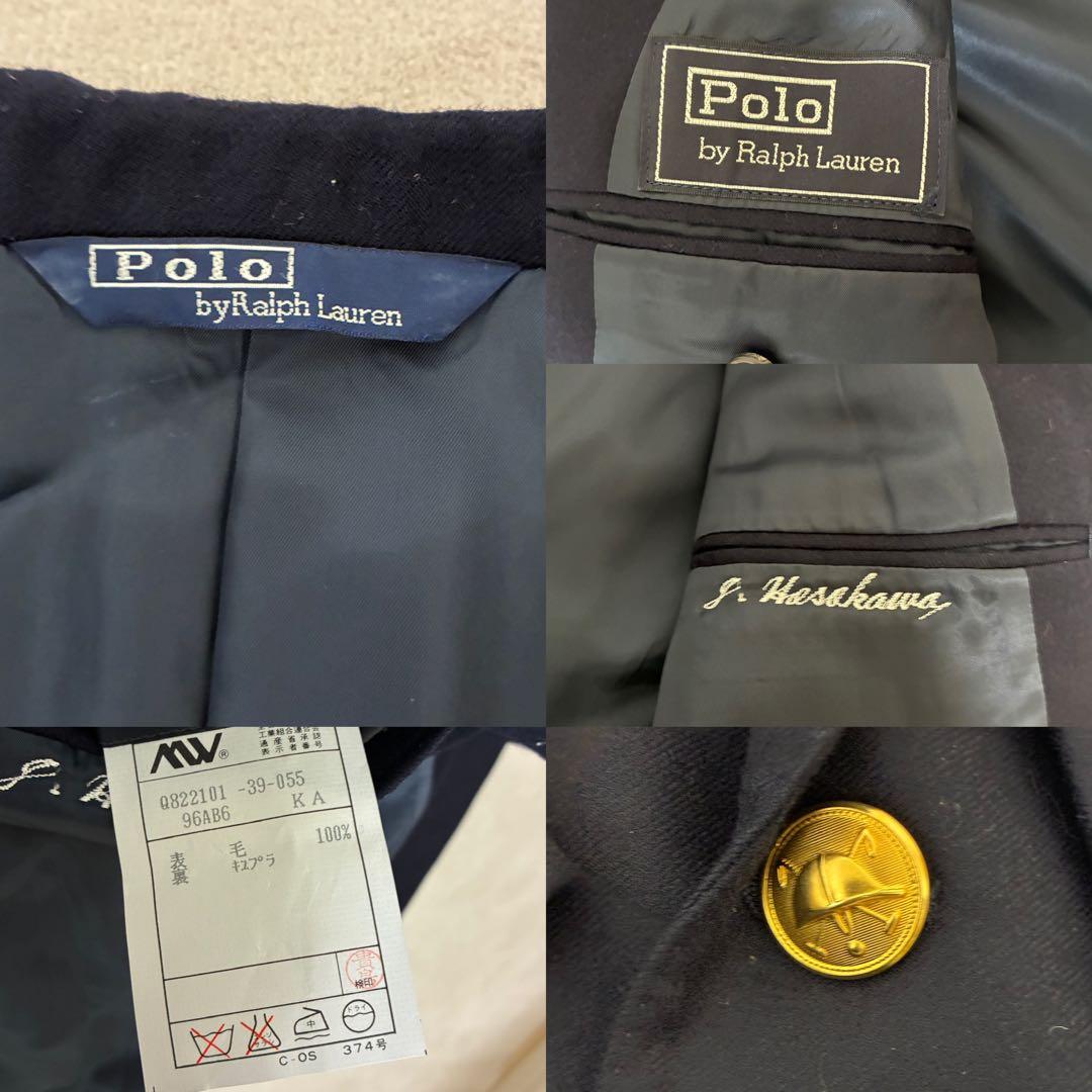 極美品　ポロバイラルフローレン　紺ブレ　金ボタン　ウール100% M