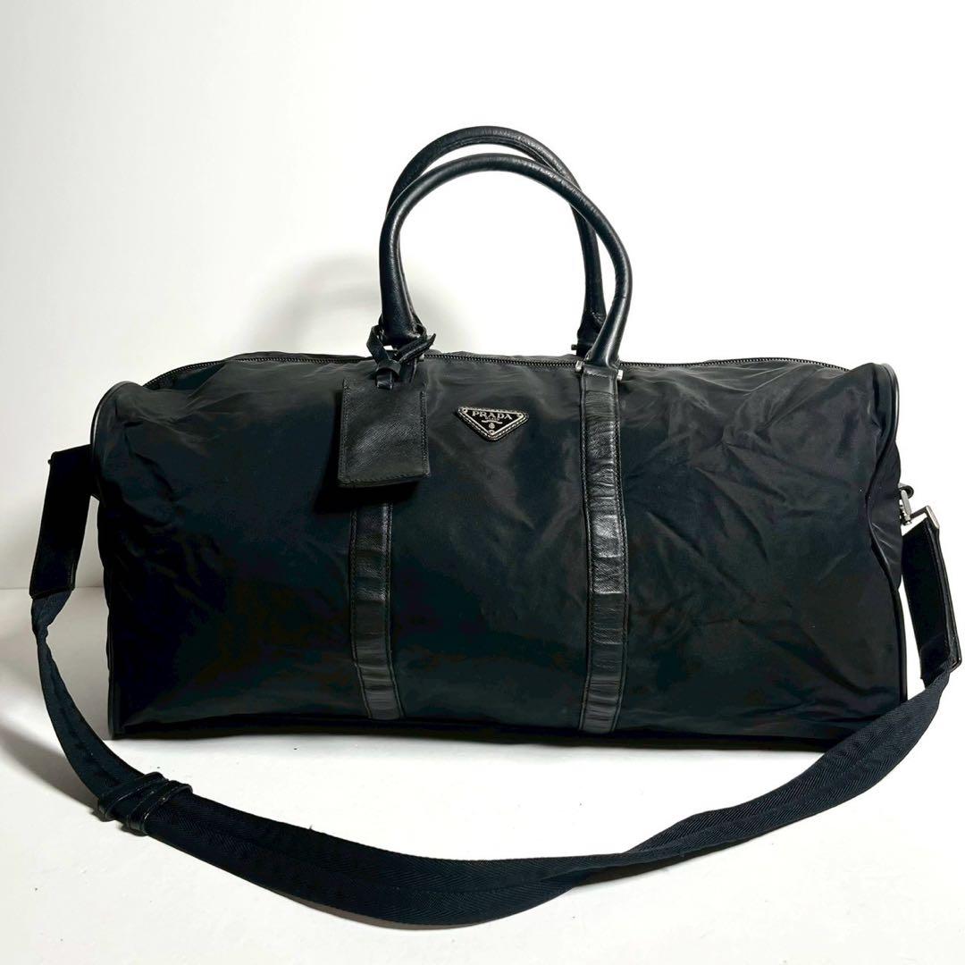 【極美品✨】プラダ 2way ボストンバッグ ショルダーバッグ ネームタグ 黒