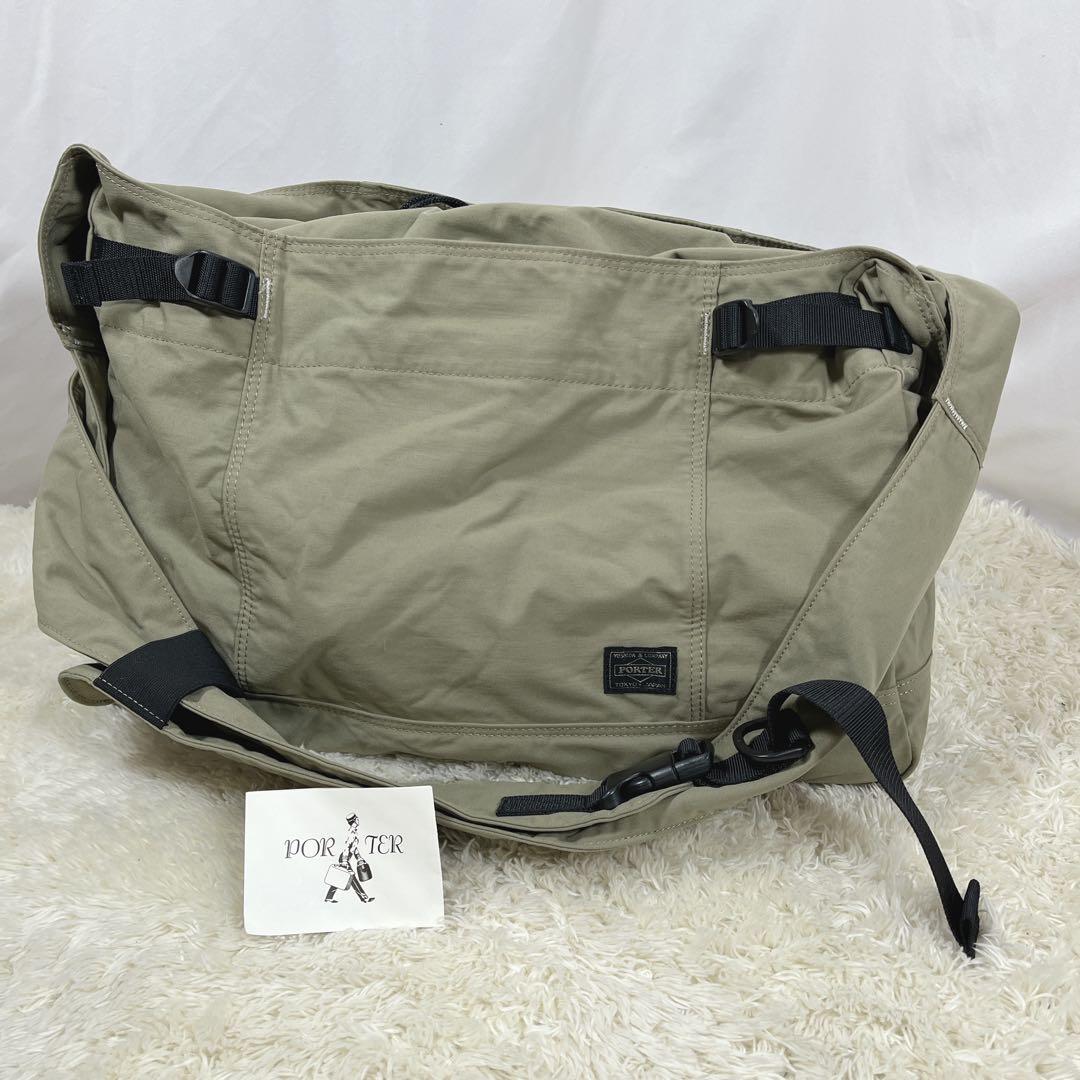 PORTER 【希少】大容量 ショルダーバッグ 巾着 カーキ 旅行カバン