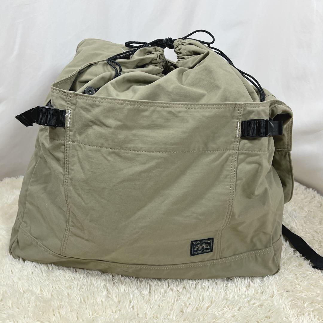 PORTER 【希少】大容量 ショルダーバッグ 巾着 カーキ 旅行カバン