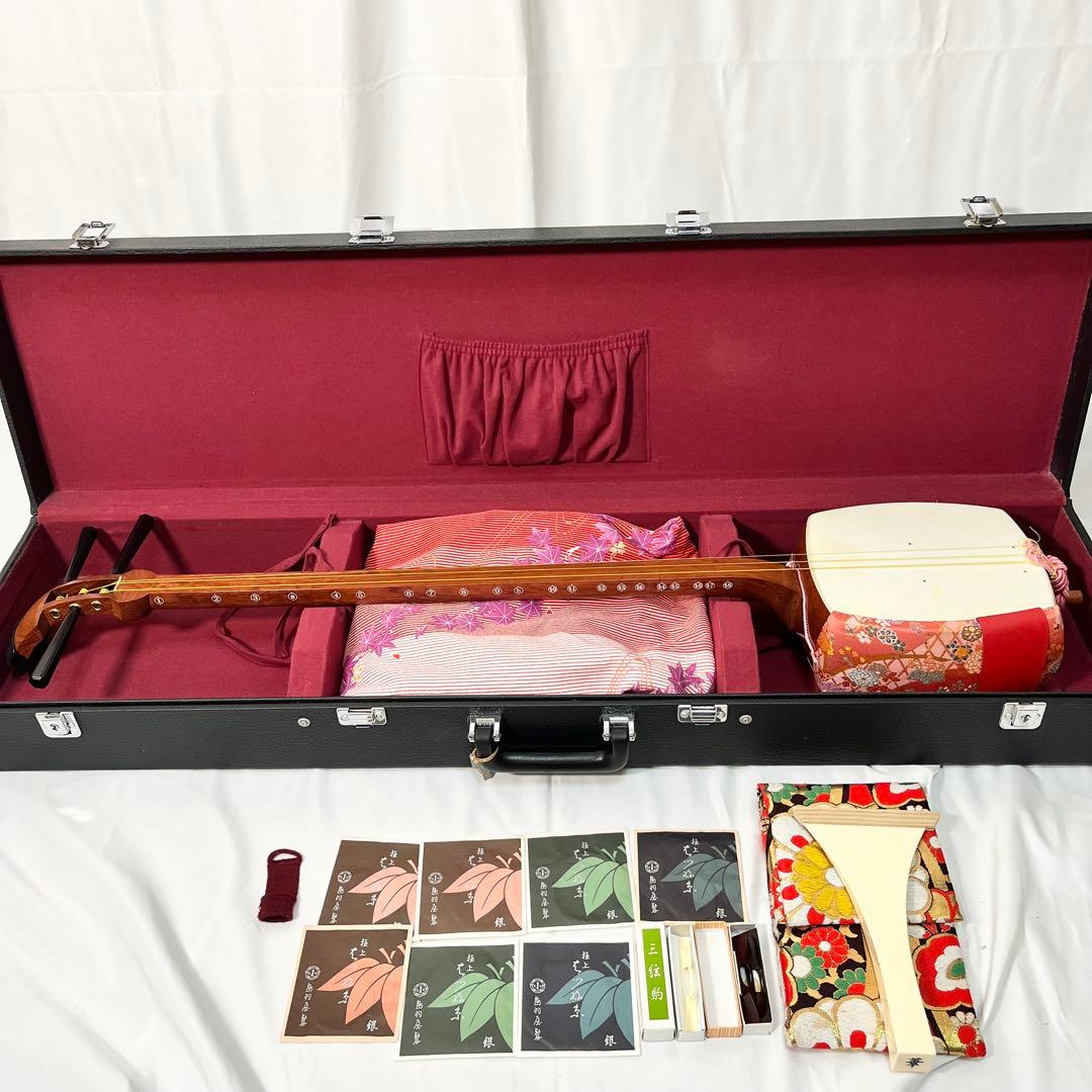 三味線 細棹 和楽器 弦楽器 本体 ハードケース 付属品付