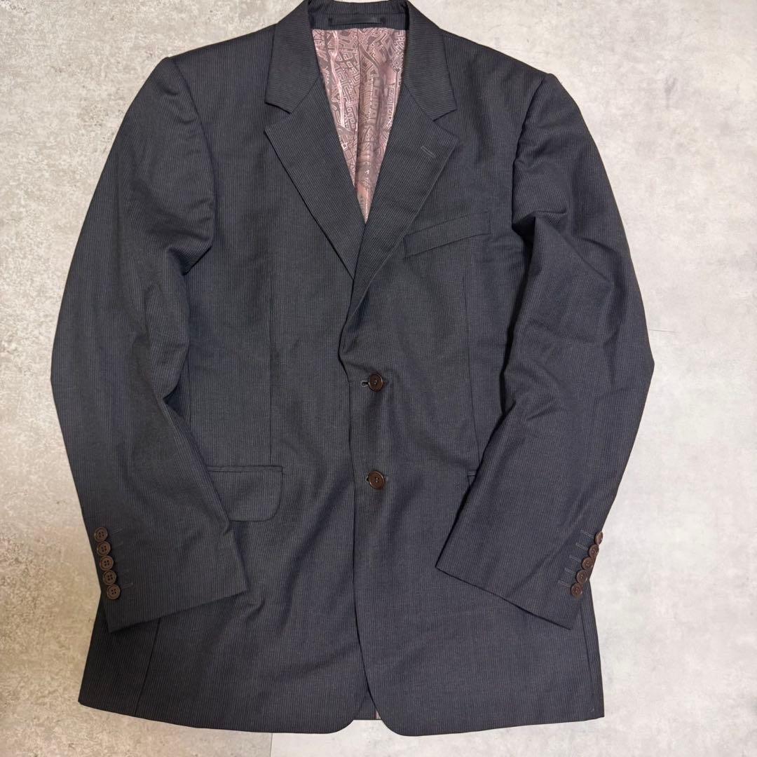【美品】ポールスミス セットアップスーツ ストライプ グレー フローラル
