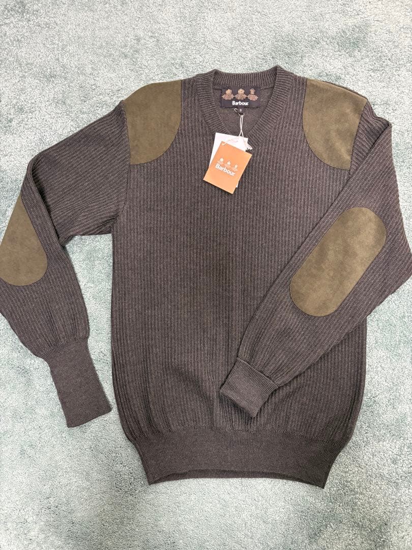 Barbourニット スエードパッチ　Sサイズ