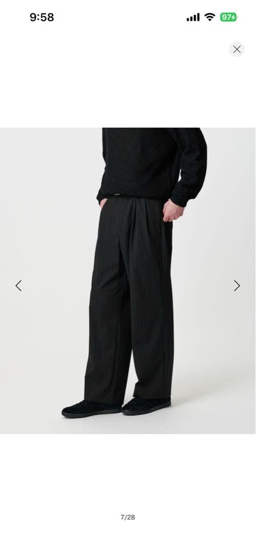 beauty & youth ピンストライプ　2プリーツ　スラックス　ブラック