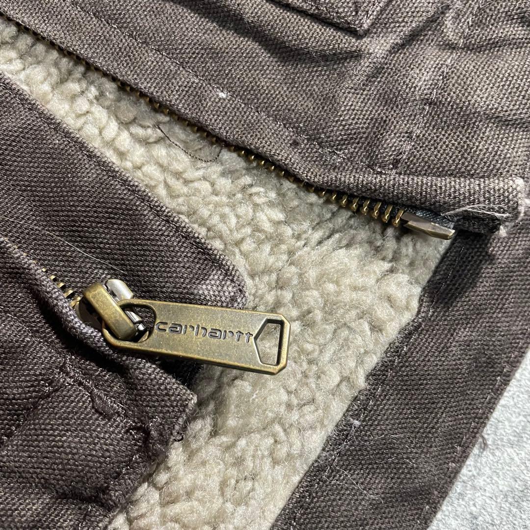 【Ksガレージ】カーハート古着ダックベスト 裏ボア ブラウン00'sフェード