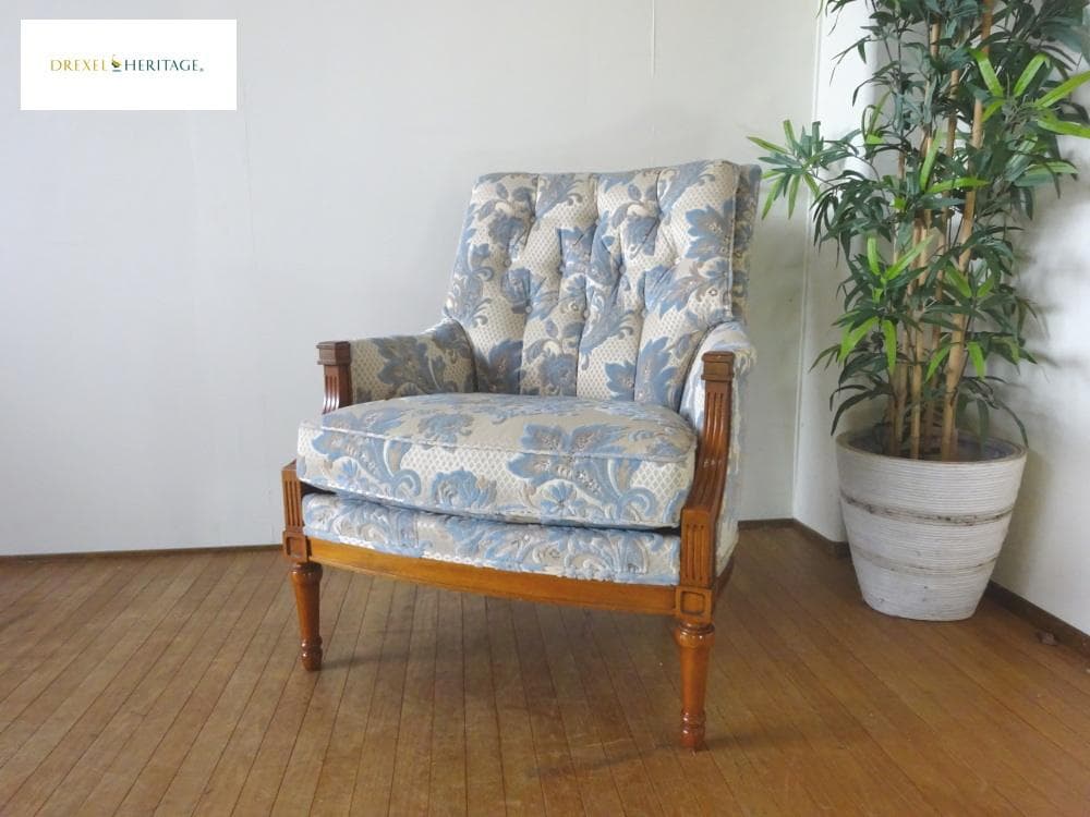 ドレクセルヘリテイジ　アップホルスタリー　イージーチェア　1Pソファ　超美品