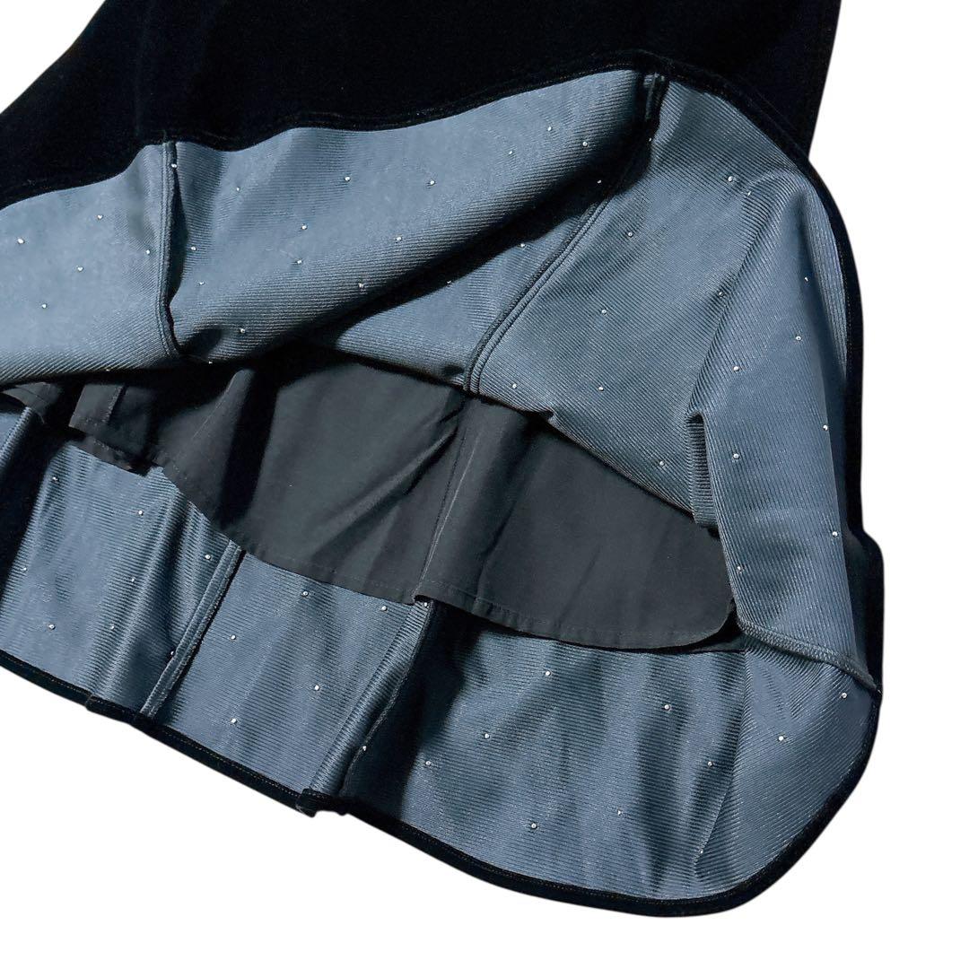 【LEJA】シアースリーブパールビジューベロアマーメイドドレス ワンピース S