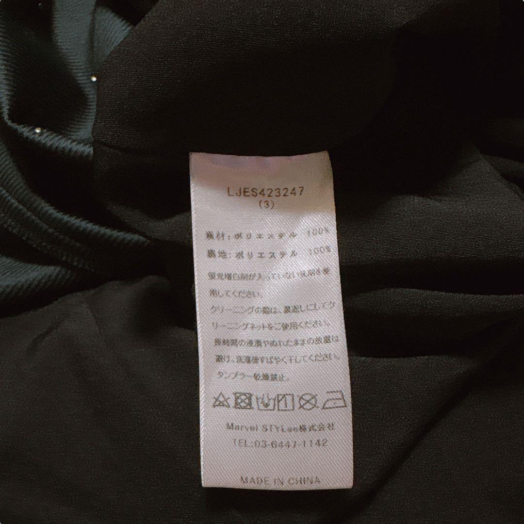 【LEJA】シアースリーブパールビジューベロアマーメイドドレス ワンピース S