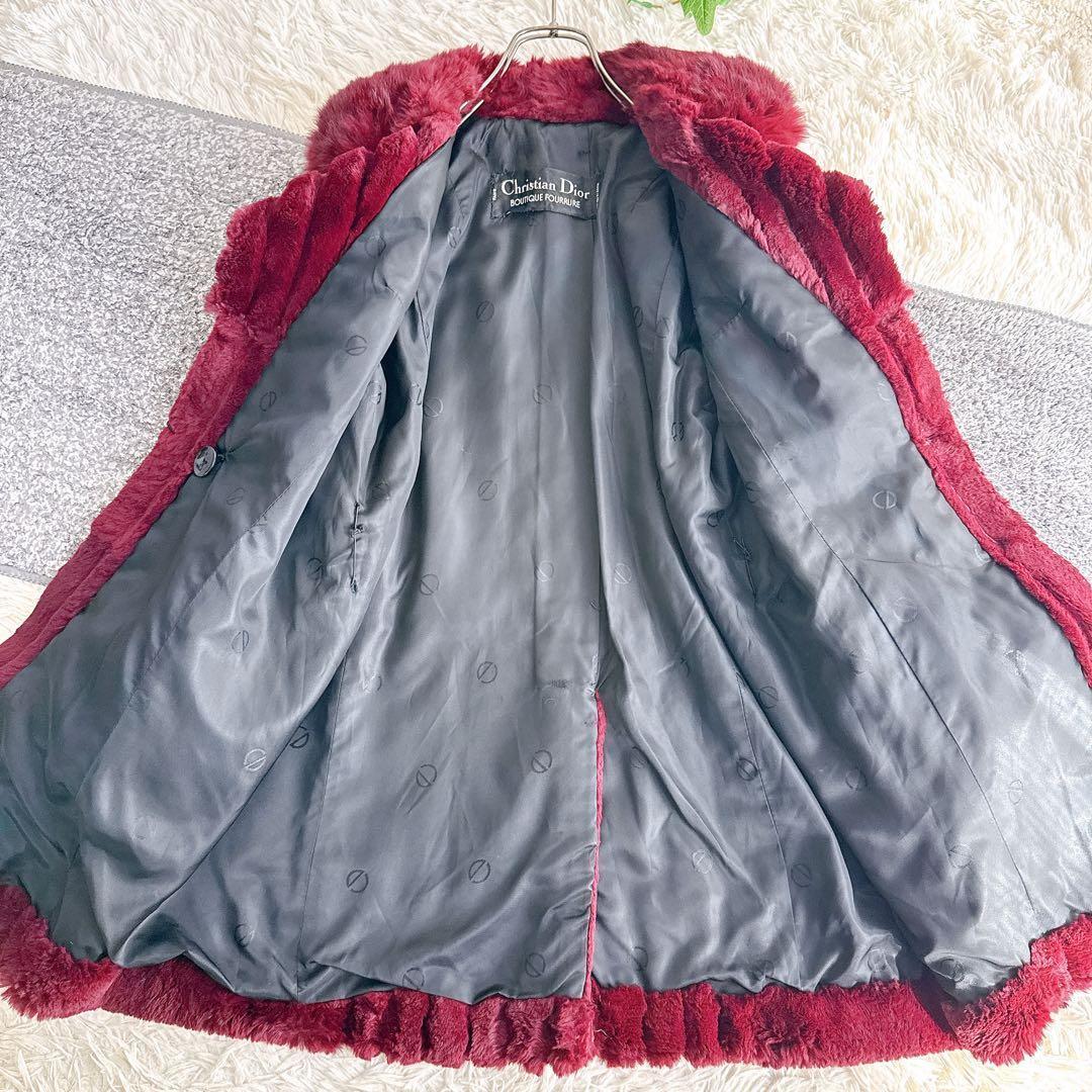 希少　オールド　ディオール　毛皮　コート　ミドル丈　ファー　シェアード　ボルドー