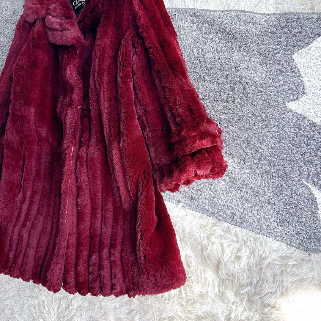 希少　オールド　ディオール　毛皮　コート　ミドル丈　ファー　シェアード　ボルドー