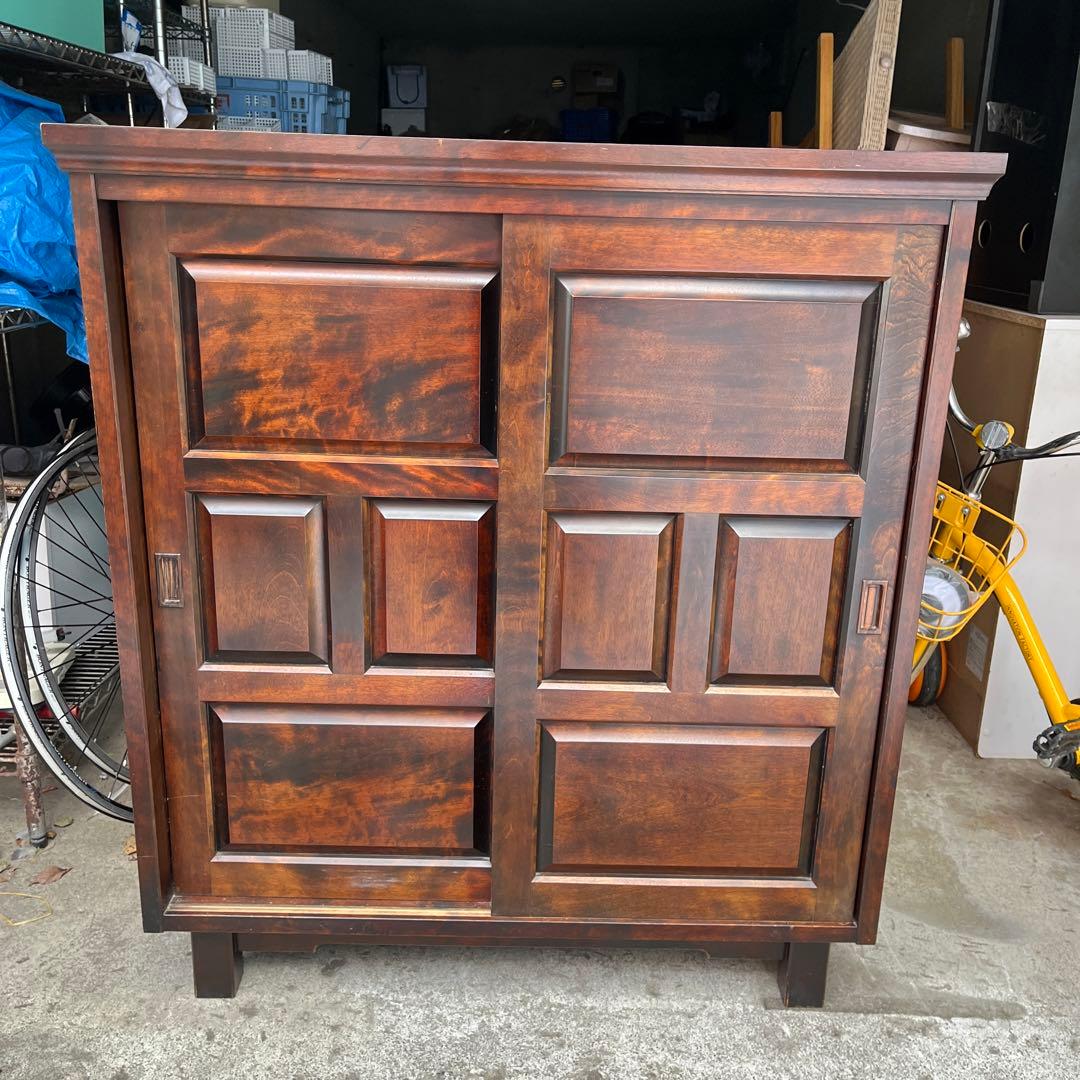 【北海道民芸家具】重厚な樺材のシューズボックス 下駄箱 靴箱 収納 レトロ