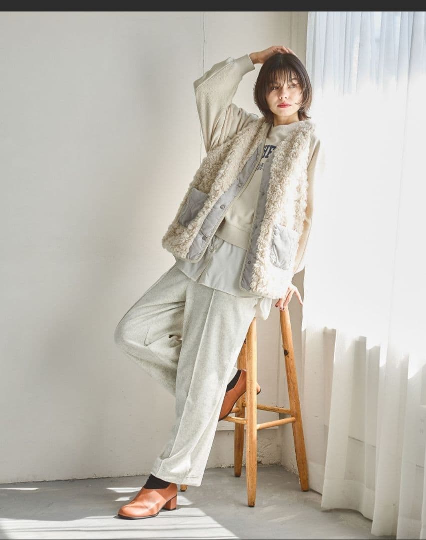 新品タグ付き☆nico and…アソートファーベスト アイボリー L