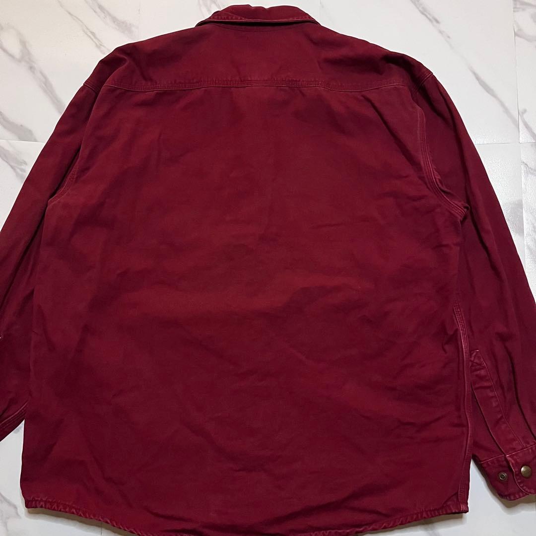 Carhartt カーハートシャツジャケットLボルドー裏地チェックスナップボタン