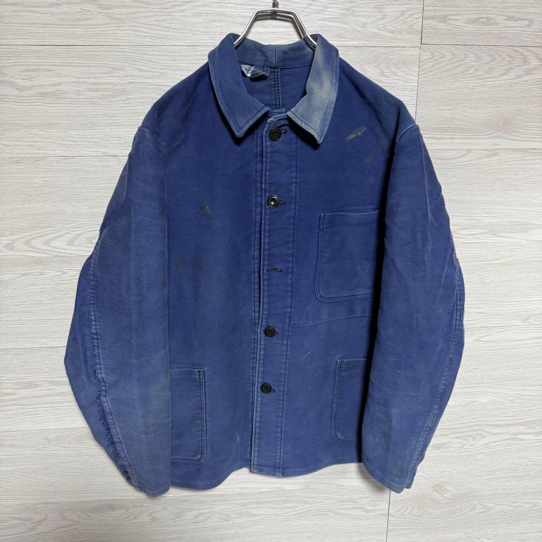 50s〜60s フレンチワークジャケット モールスキン フランス製 フェード