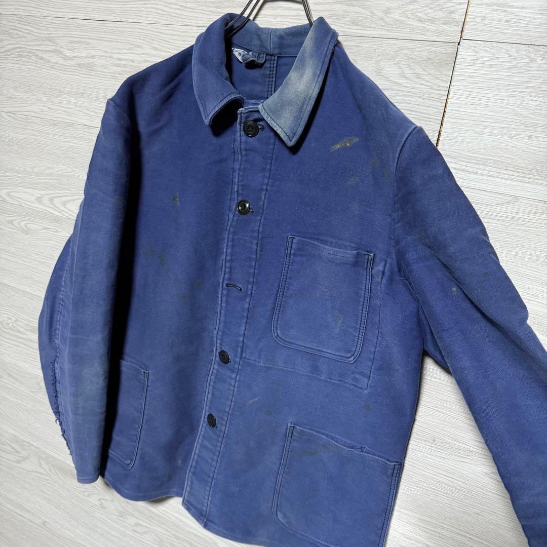 50s〜60s フレンチワークジャケット モールスキン フランス製 フェード