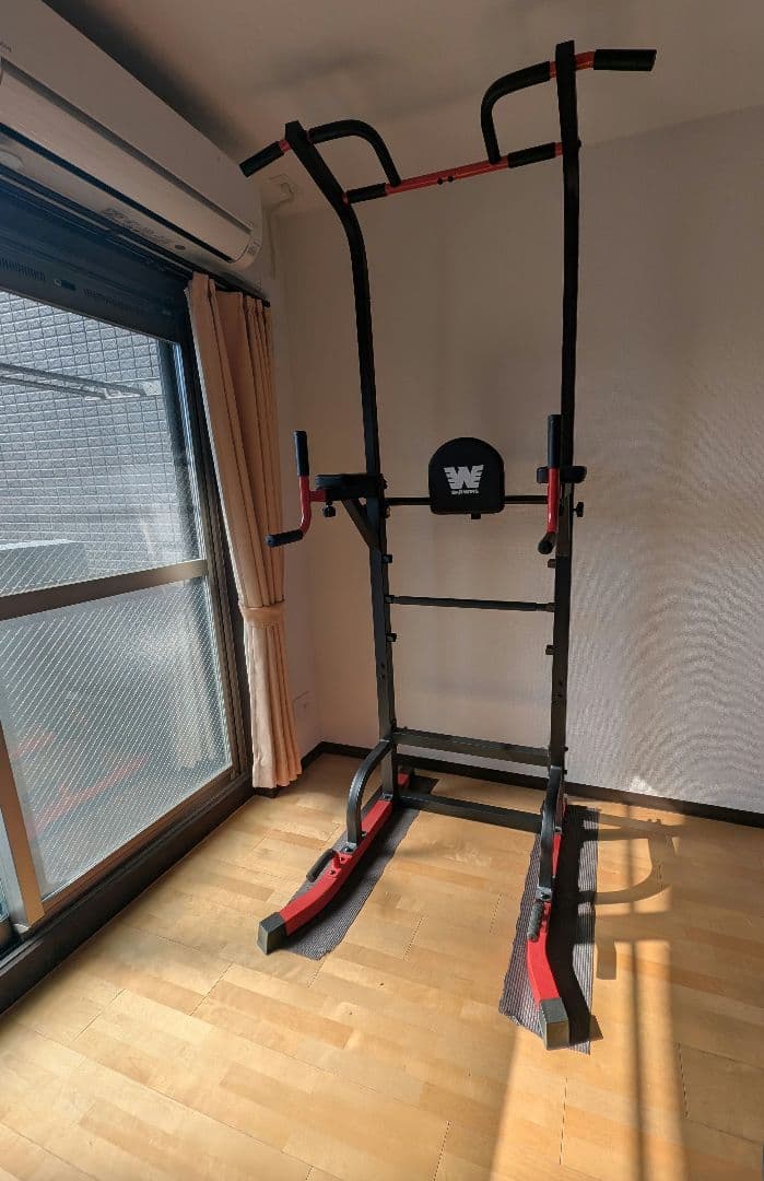 BARWING 懸垂マシン ぶら下がり健康器 改良モデル 高さ調整11段階 赤