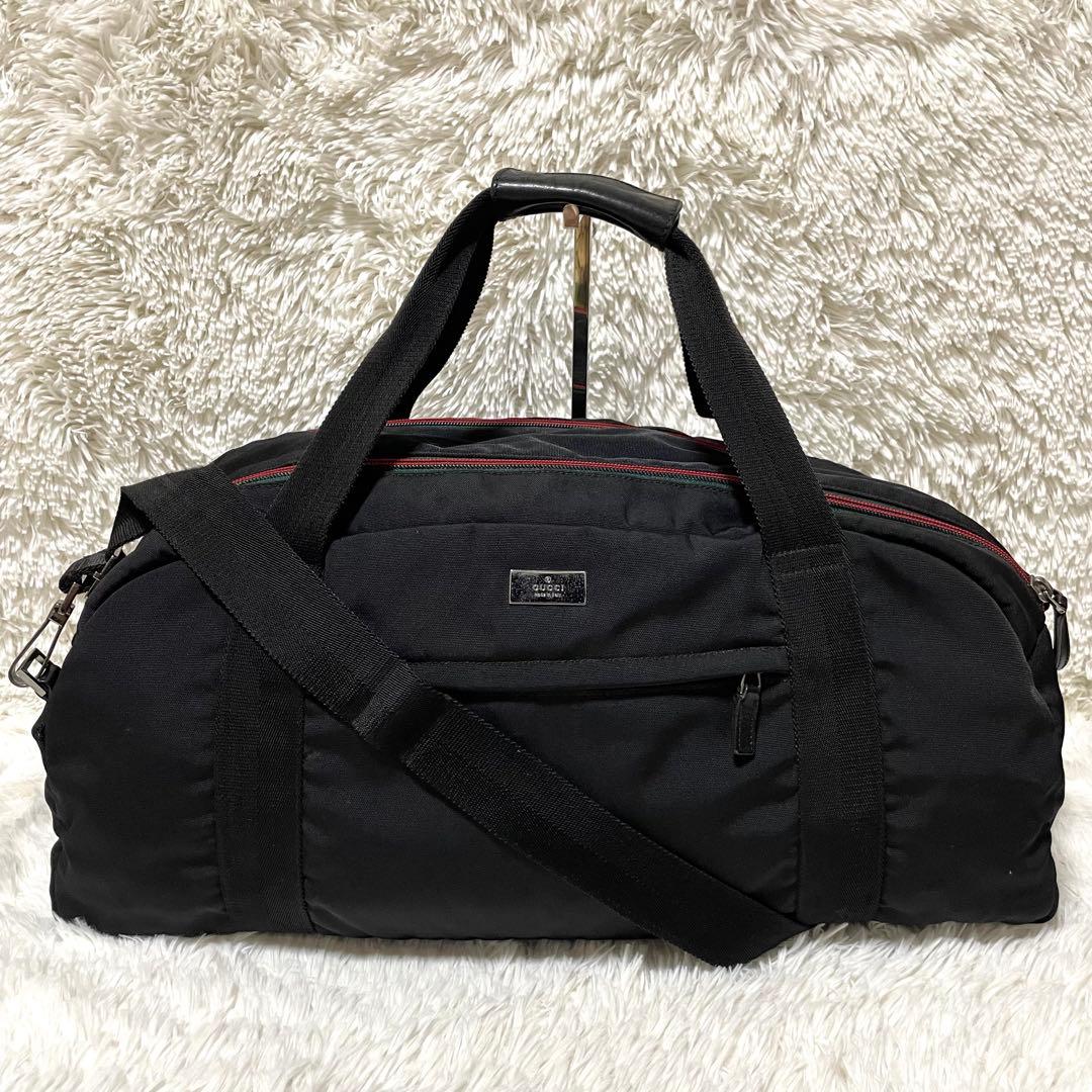 【超極美品】GUCCI グッチ　ボストンバッグ ナイロン　ブラック　黒　2way