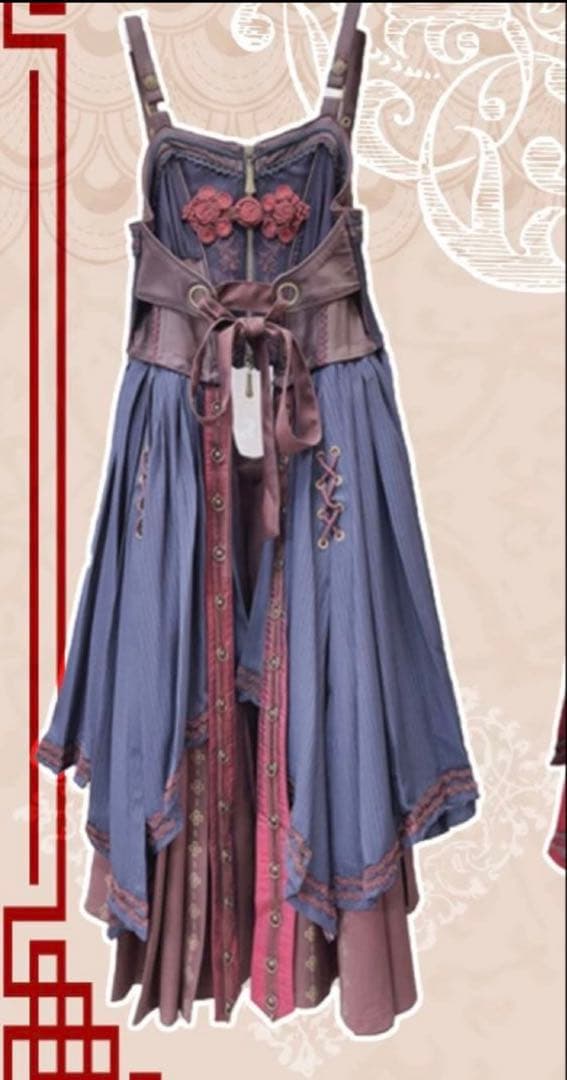 オッズオン 和風 和柄使いベストワンピース