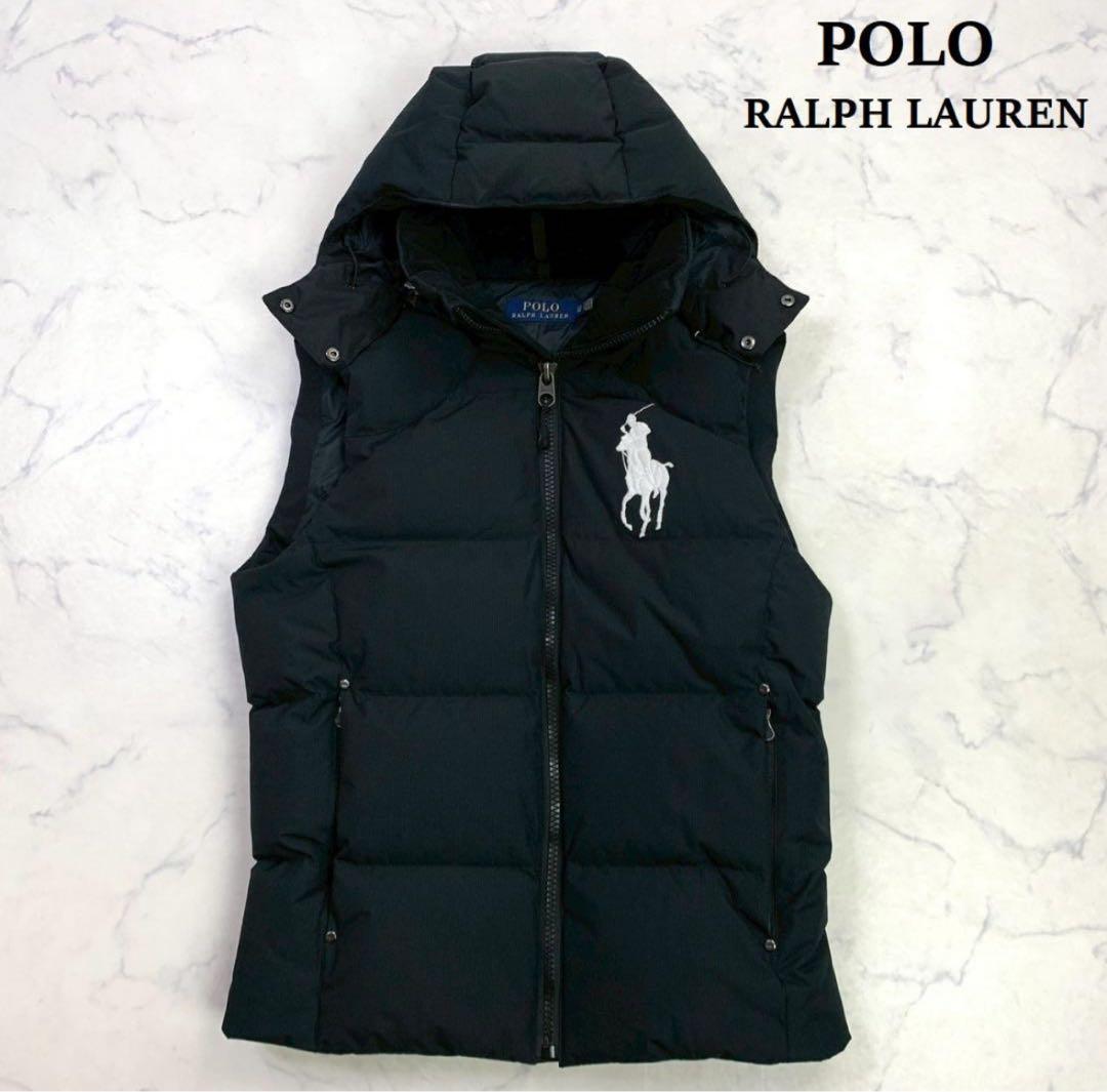 美品★ポロラルフローレン ダウンベスト ビッグポニー ブラック XS　D986