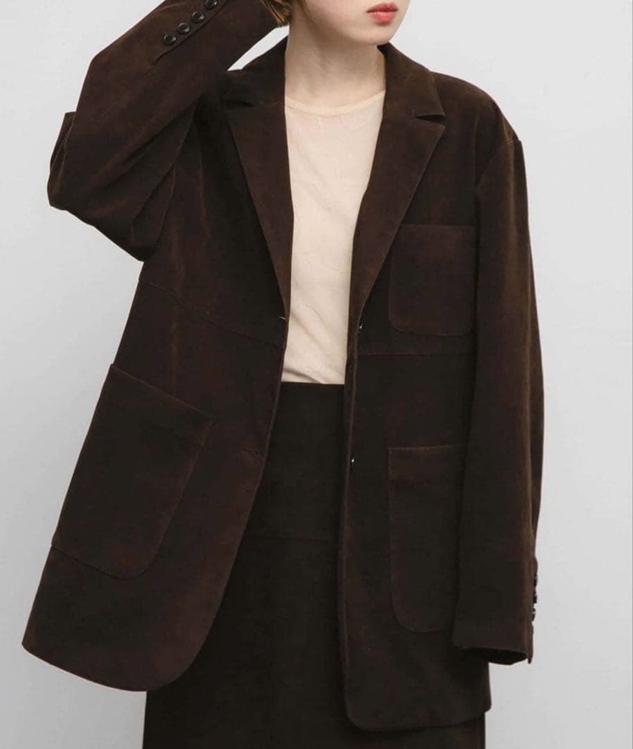 KBF／パッチポケットテーラードジャケット　ダークブラウン