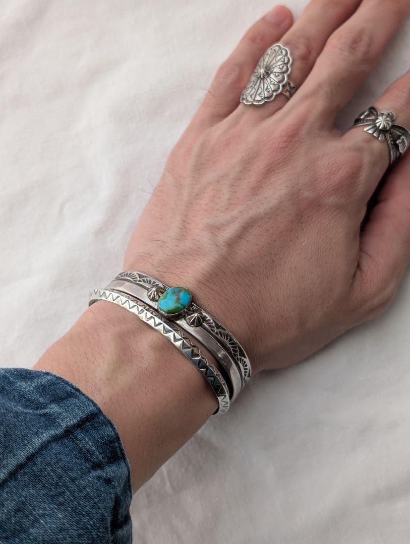 【Navajo】Elaine Taheタヘ細身バングル シルバー925 ナバホ族