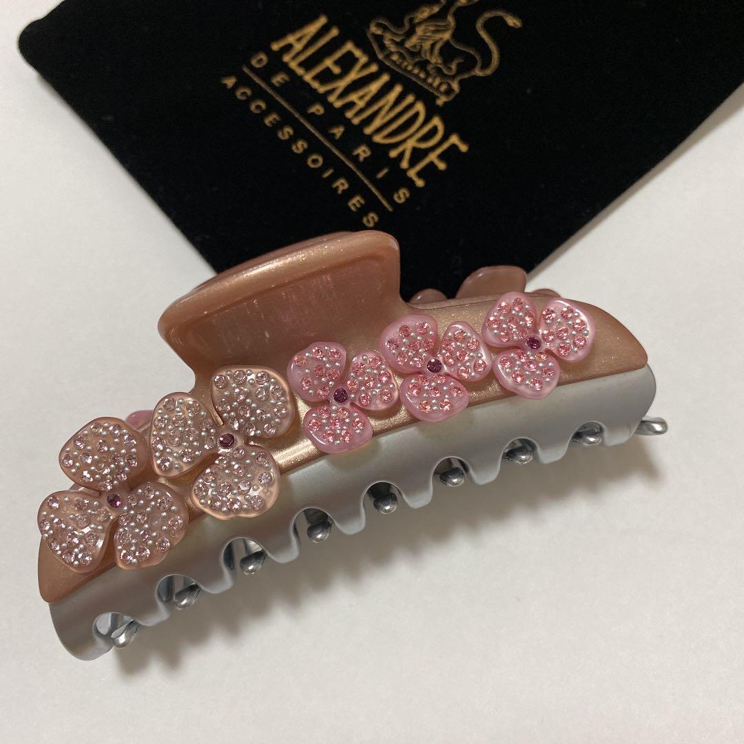 アレクサンドルドゥパリ　クリップＬサイズ　スワロフスキー付きお花クリップ
