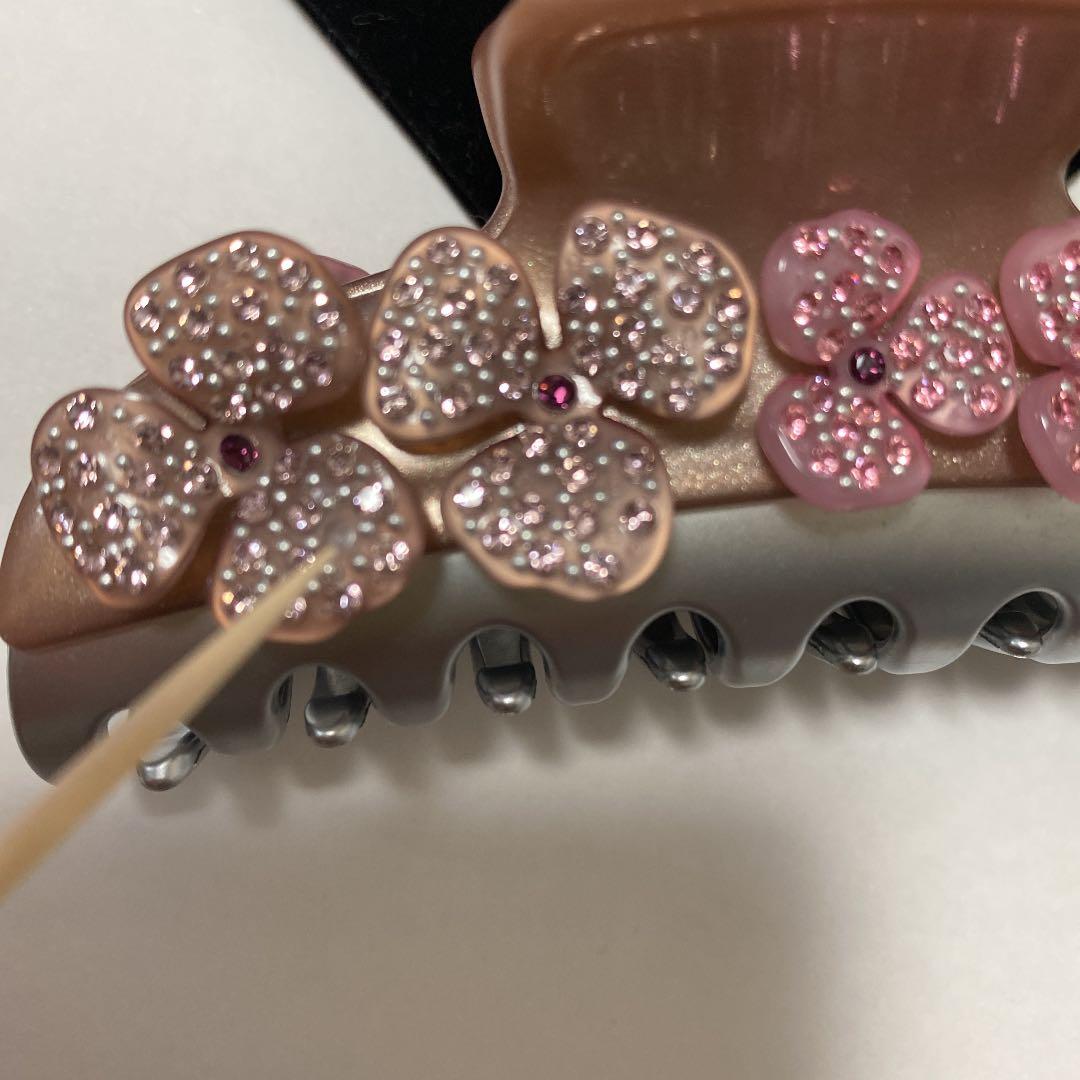 アレクサンドルドゥパリ　クリップＬサイズ　スワロフスキー付きお花クリップ