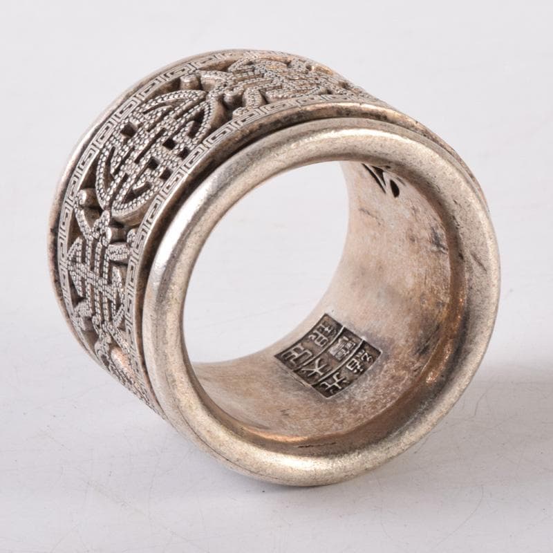 中国　光緒天宝足銀　板指　重さ約38g　N　7491E