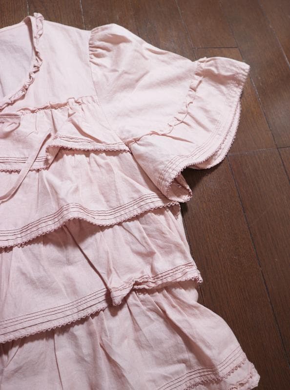 ピンクハウス♡段々フリル被せ♡綿ローンチュニックブラウス　ピンク