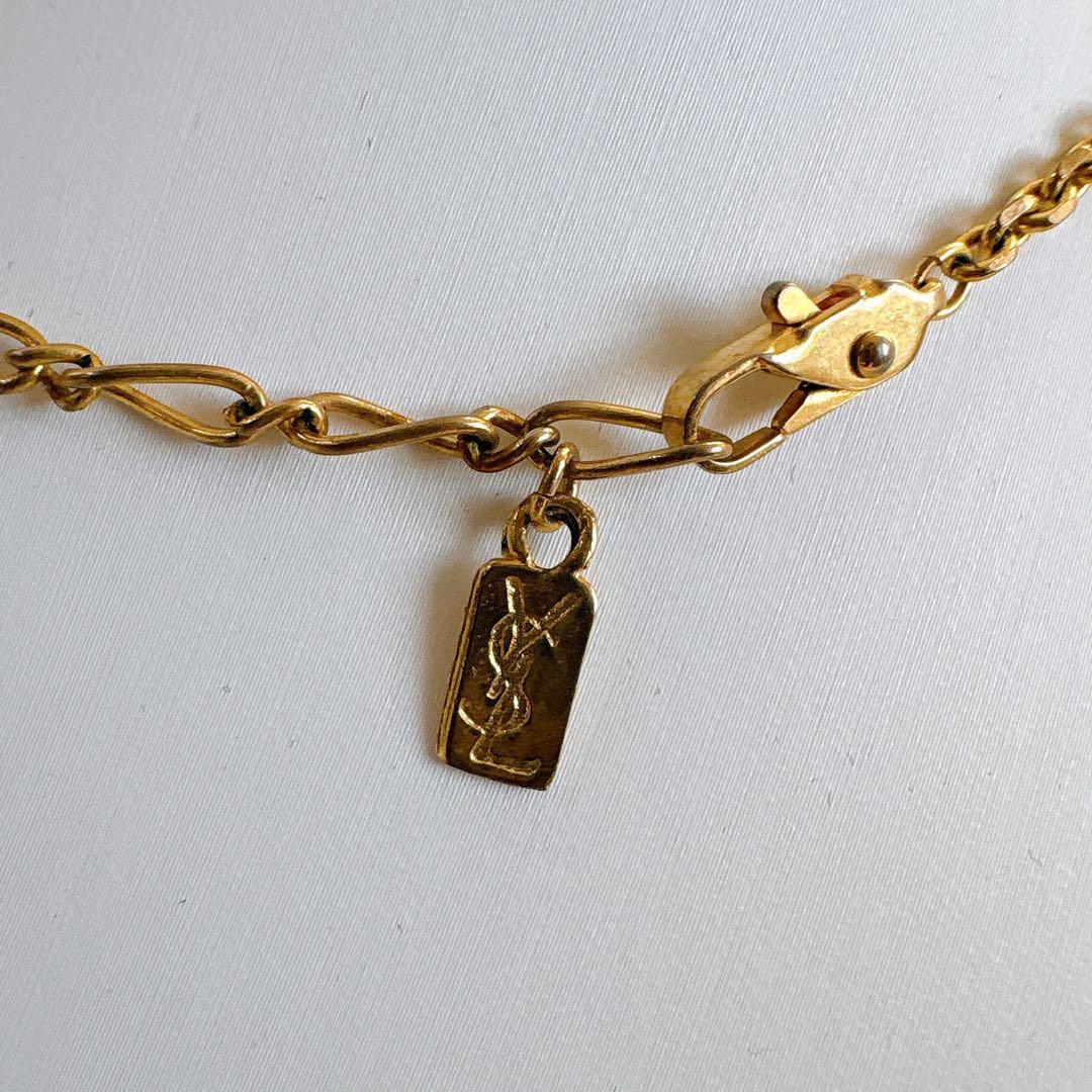 【希少】イヴ・サンローラン YSL ロゴ ハートモチーフ ネックレス ゴールド