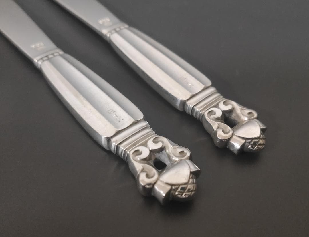 ジョージジェンセン エコーン バター ナイフ 2本 純銀製 アンティーク