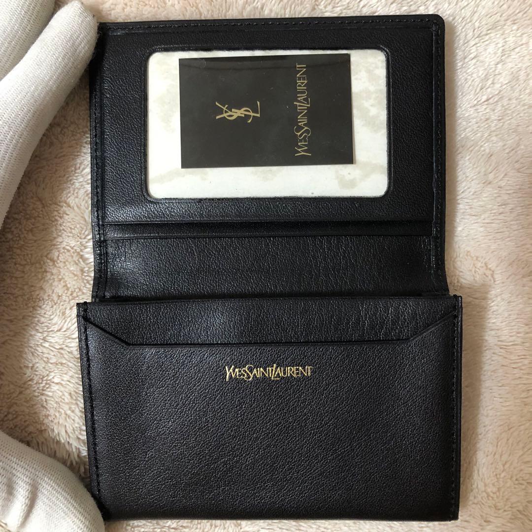 未使用　イブサンローラン　カードケース　ブラック　レザー　名刺入れ　IDケース