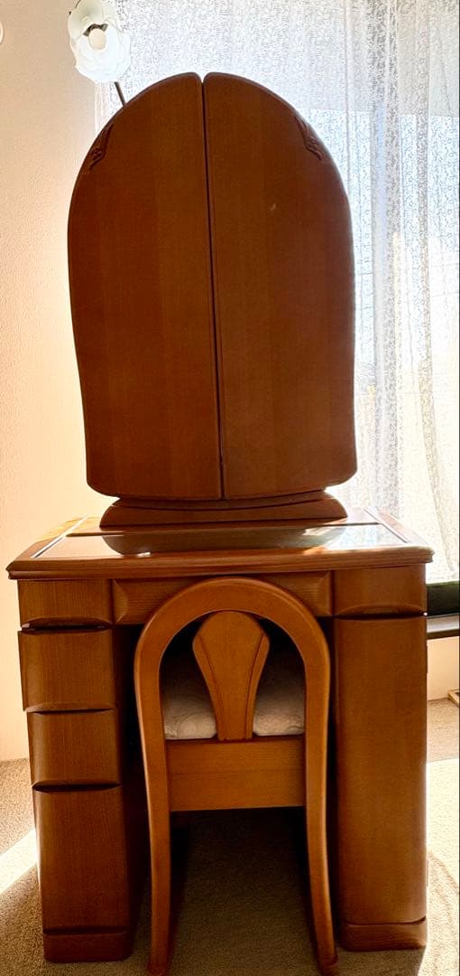 【大幅値下げ】木製三面鏡ドレッサー　別出品の椅子とセット購入をお願いします
