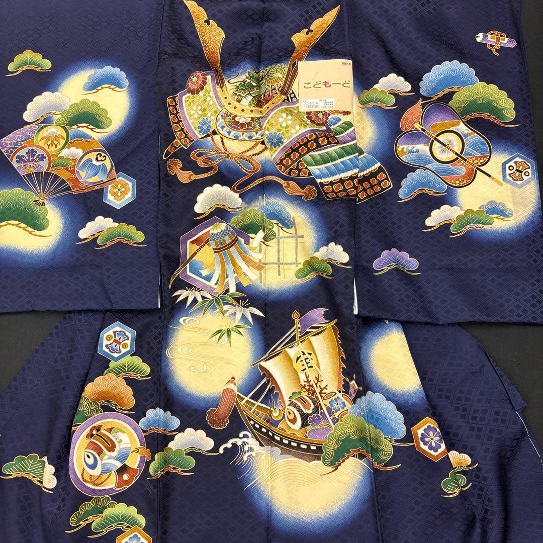 新品「高級品」男子正絹産着祝着京友禅大将龍兜☆特選豪華刺繍入り祝い宝船文ぼかし染