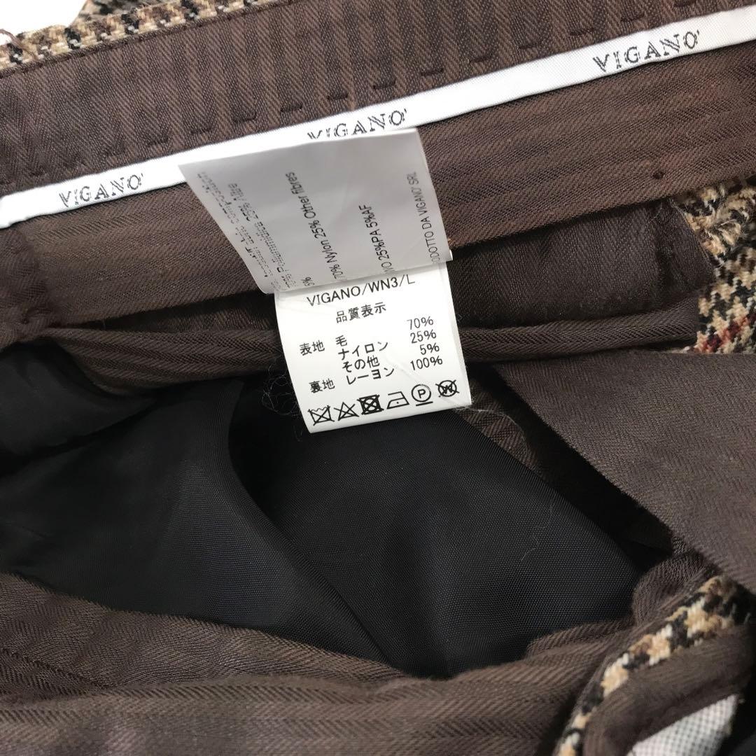美品VIGANOヴィガーノ ガンクラブチェック スラックス 44イタリア製