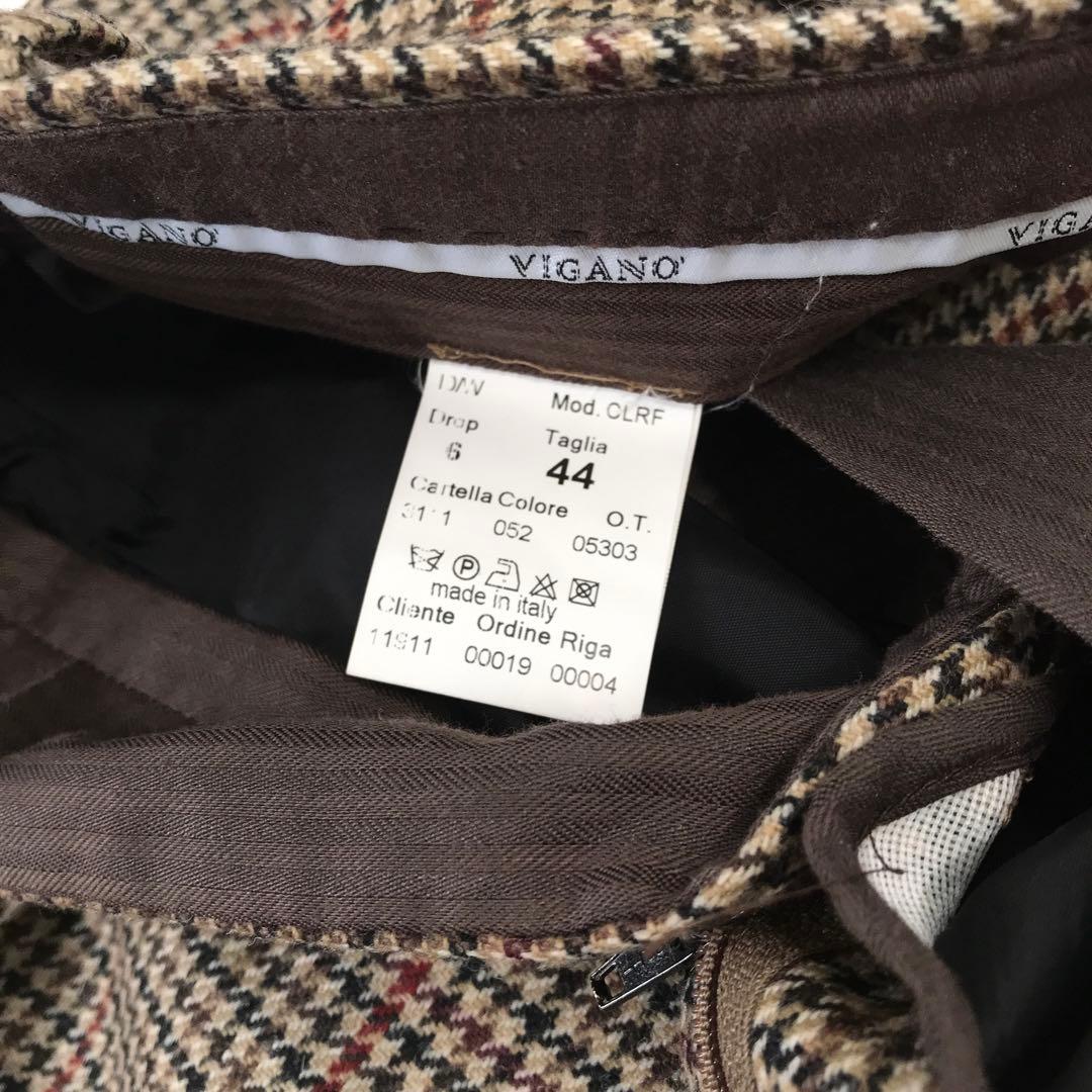 美品VIGANOヴィガーノ ガンクラブチェック スラックス 44イタリア製