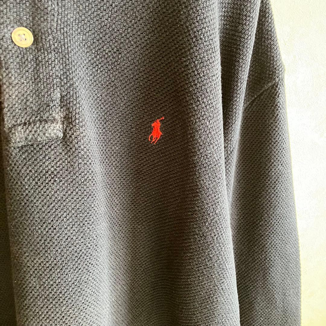 希少 古着 90's ラルフローレン コットンニットポロシャツ シャツ XL