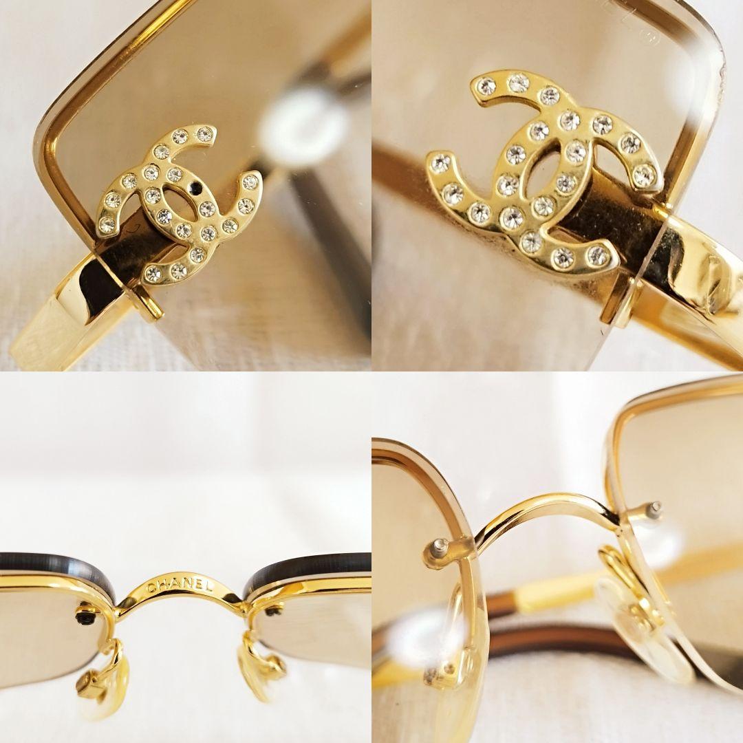 良品✨シャネル　サングラス　4104-B　リムレス　ブラウン　ココマーク　度なし
