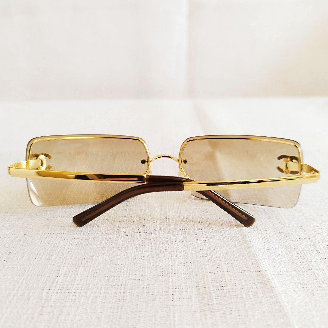 良品✨シャネル　サングラス　4104-B　リムレス　ブラウン　ココマーク　度なし