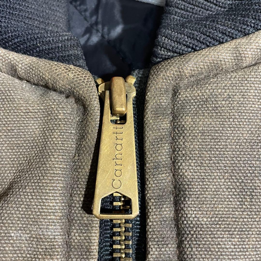 Carhartt ダックベスト古着キルティング ブラウン希少XLサイズ相当