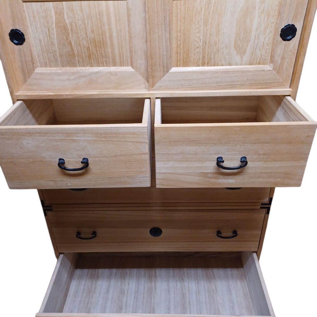 桐タンス 扉付き収納 上下セット