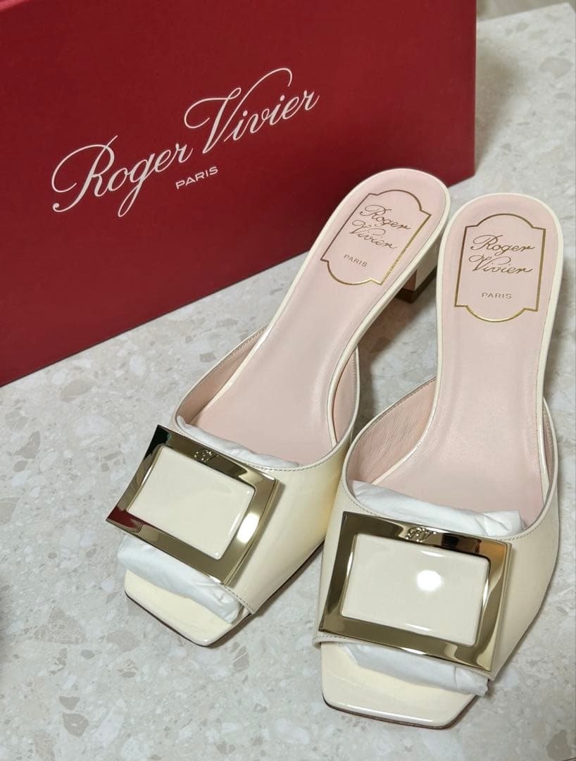 【美品】 ロジェヴィヴィエ　ミュール　37 アイボリー