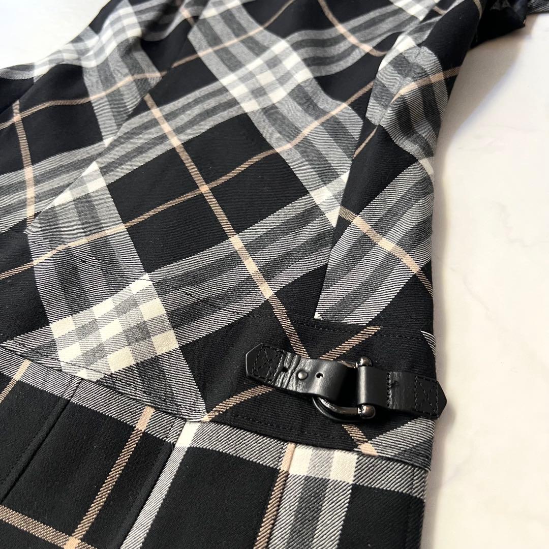美品 バーバリーブルーレーベル ノバチェックワンピース ベルト プリーツ 36