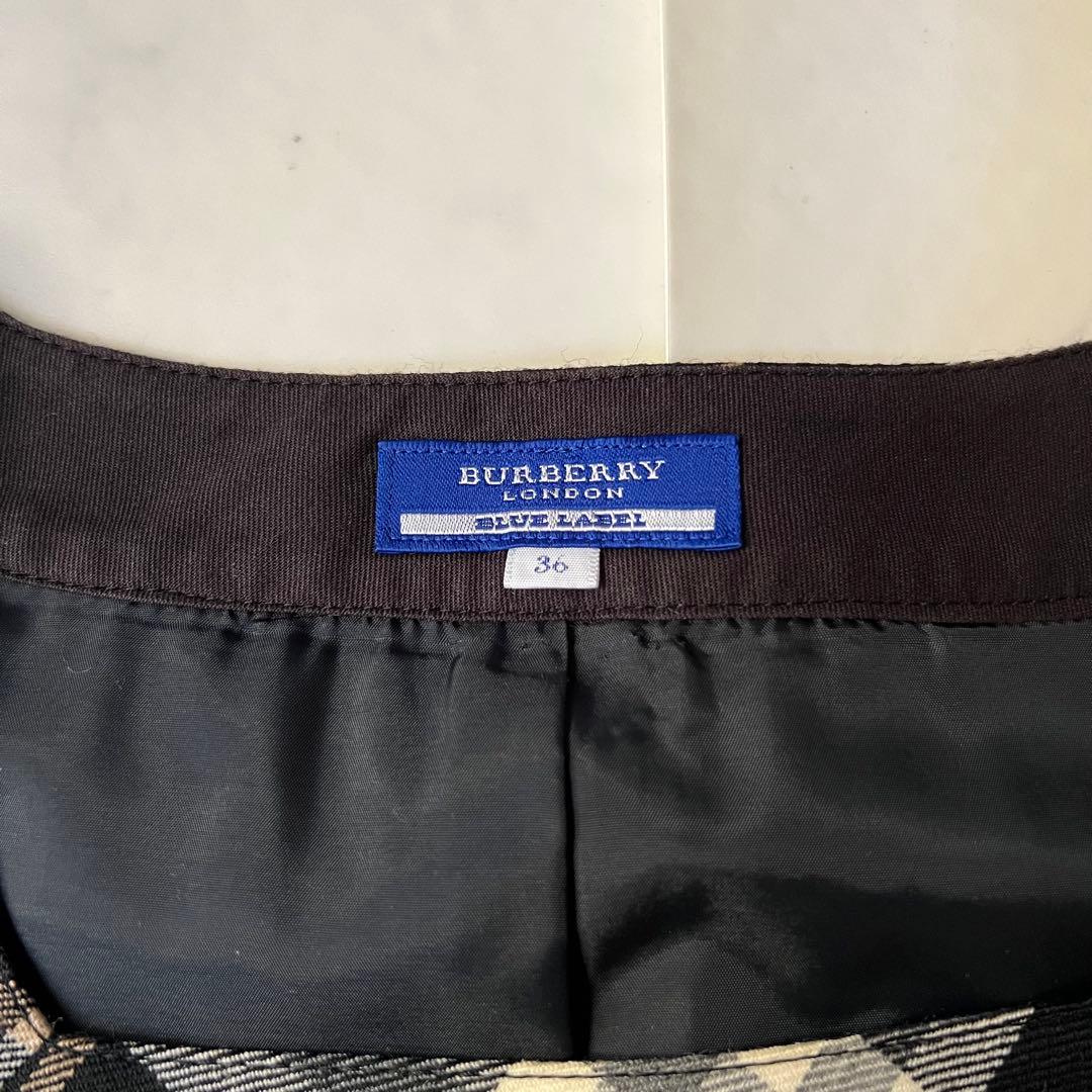 美品 バーバリーブルーレーベル ノバチェックワンピース ベルト プリーツ 36