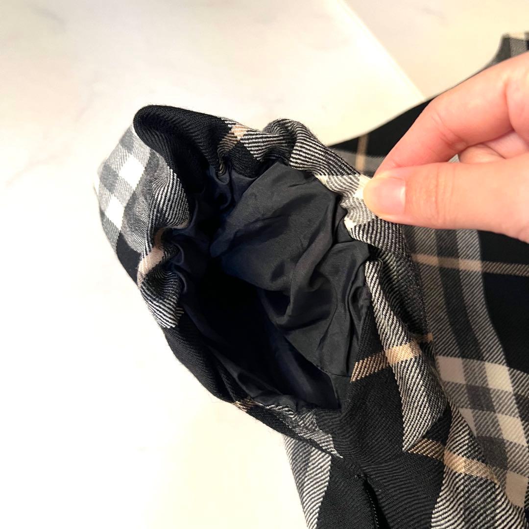 美品 バーバリーブルーレーベル ノバチェックワンピース ベルト プリーツ 36