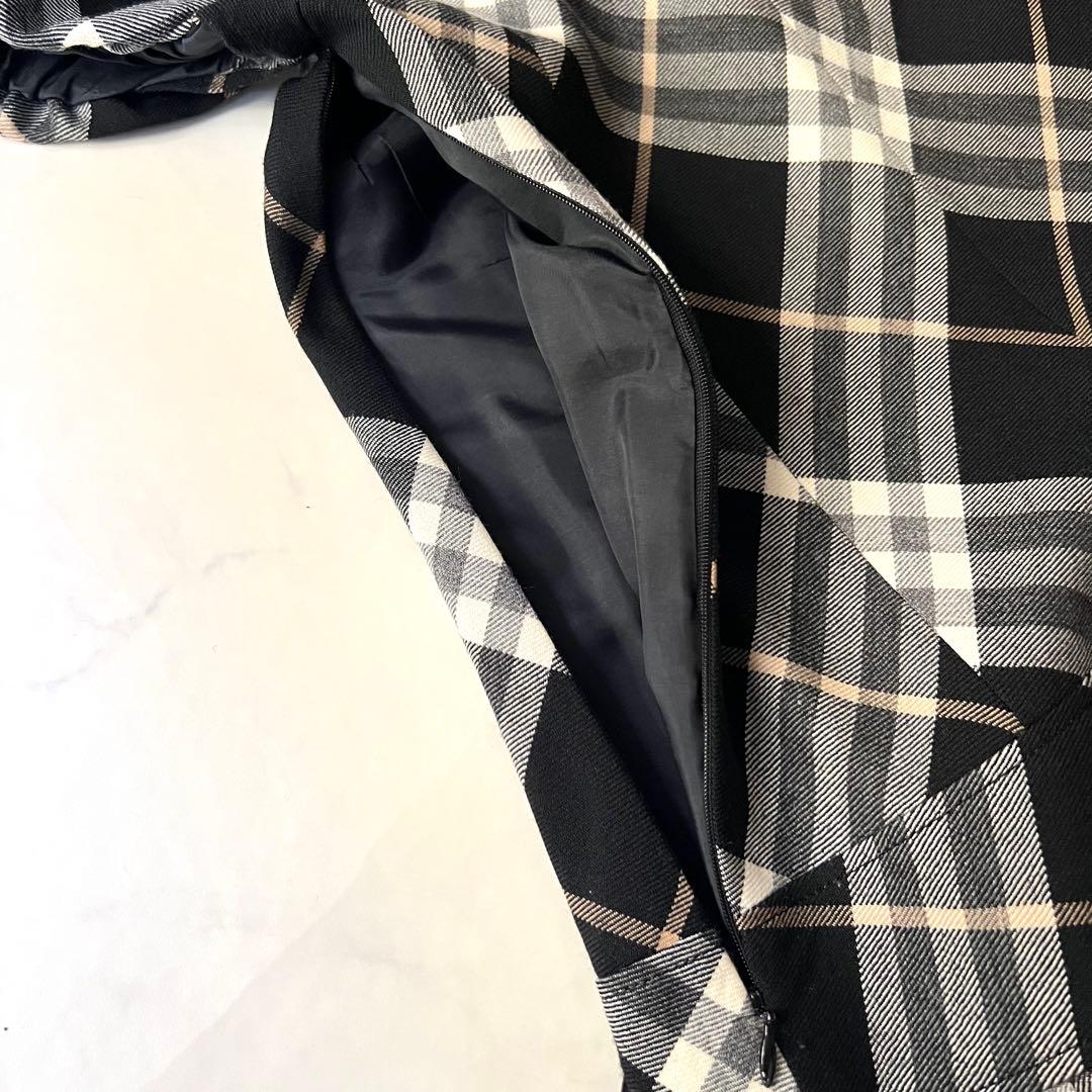 美品 バーバリーブルーレーベル ノバチェックワンピース ベルト プリーツ 36