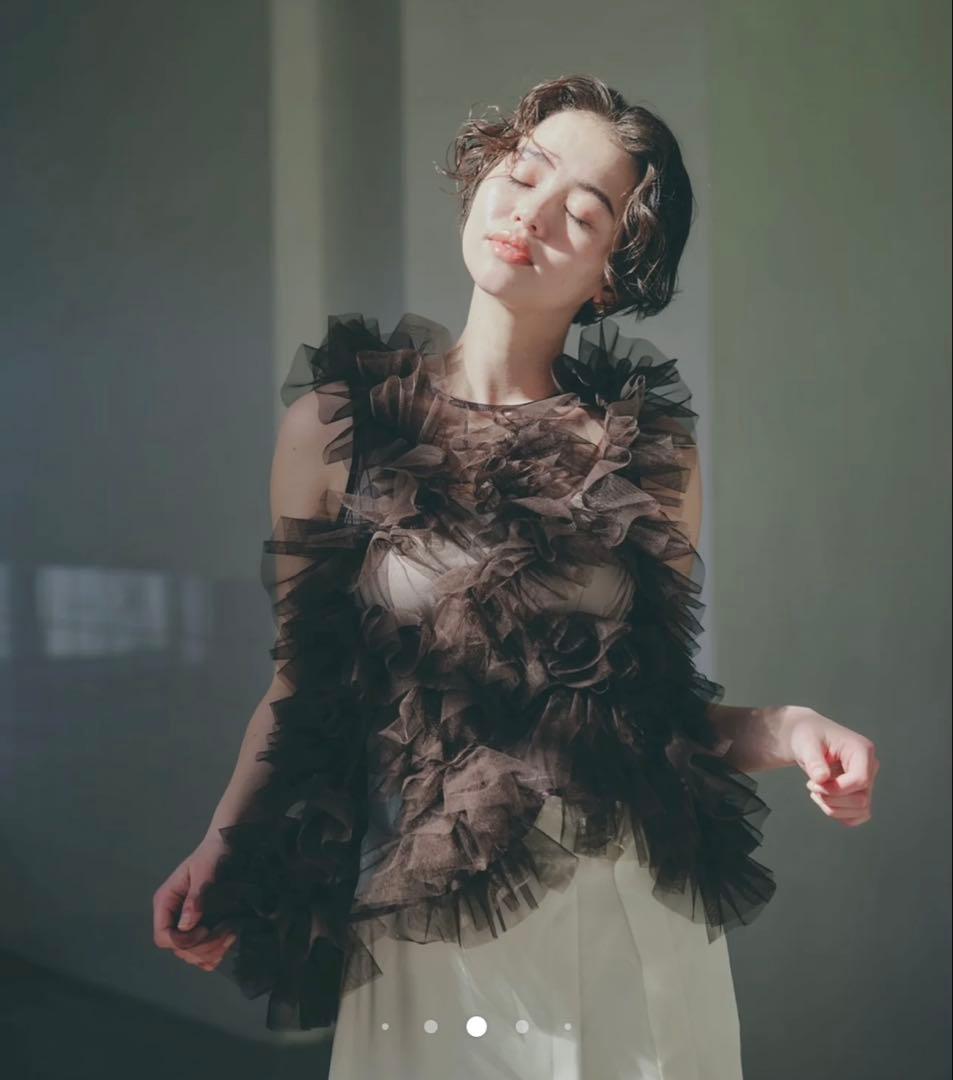 トップス NOTREemor asymmetry tulle tops