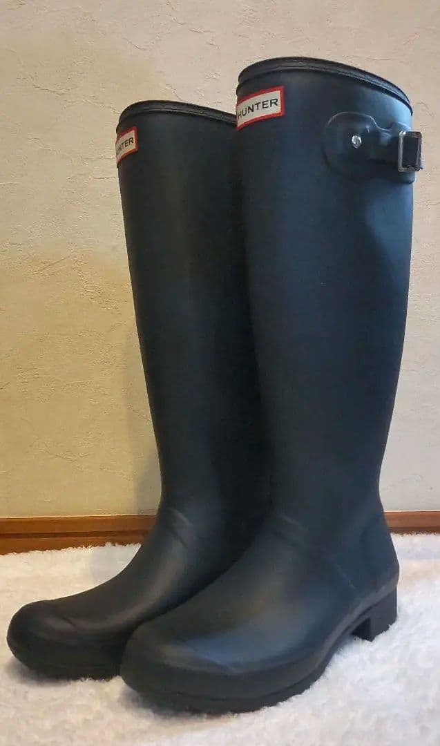 Hunter ハンター レインブーツ ネイビー紺UK6US8 24.5㎝雨靴長靴