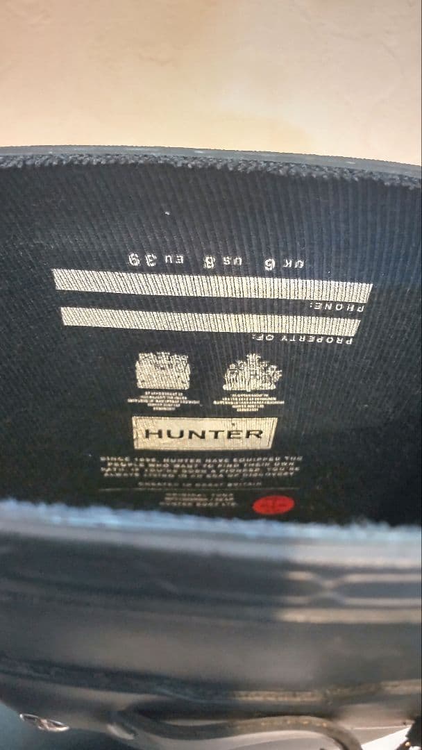 Hunter ハンター レインブーツ ネイビー紺UK6US8 24.5㎝雨靴長靴